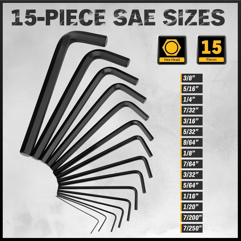 ELEAD Hex Key Allen Wrench Set: 41-Piece Hex and Torx Key Set with Torque Handle, Standard SAE(0.028"-3/8") & Metric(0.7mm-10mm) & Torx(T9-T50) in Storage Case, Heat Treated Chrome Vanadium Steel - Image 5